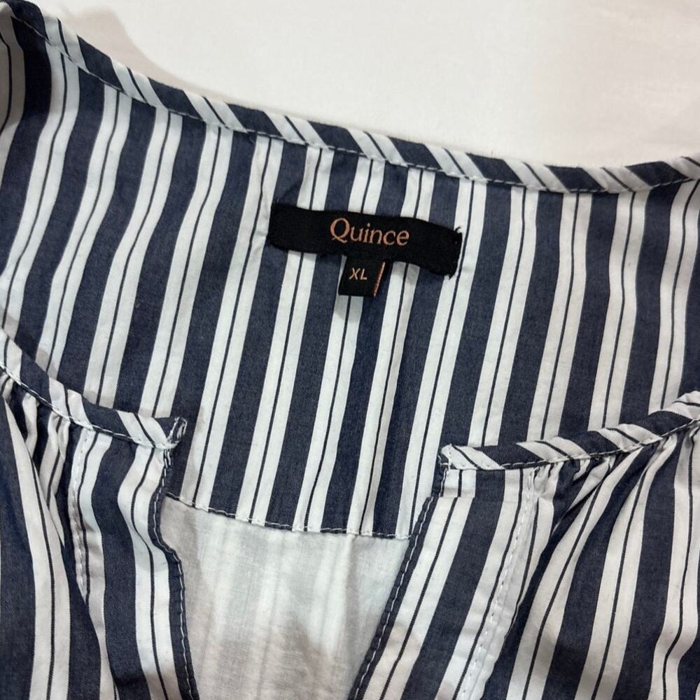 Quince Womens XL 100% Organic Cotton Poplin Tiered Maxi Dress Hudson Stripe - Picture 7 of 11
